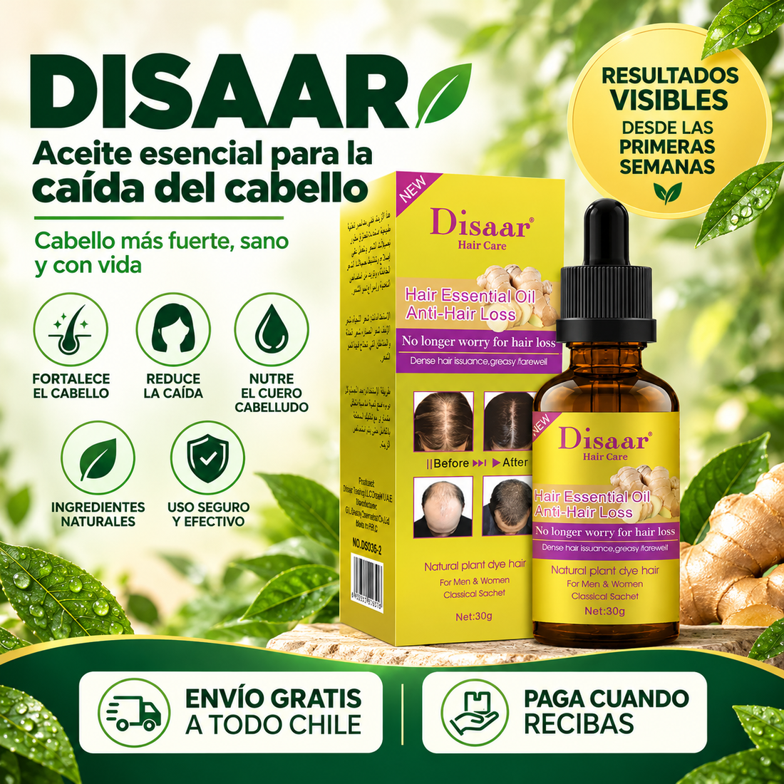 Sérum Capilar de Jengibre – Cabello Más Fuerte y con Más Volumen